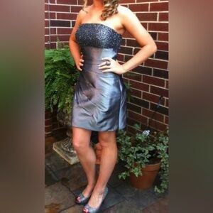 Sean Collection Size S Charcoal Gray Beaded Silk Mini Dress